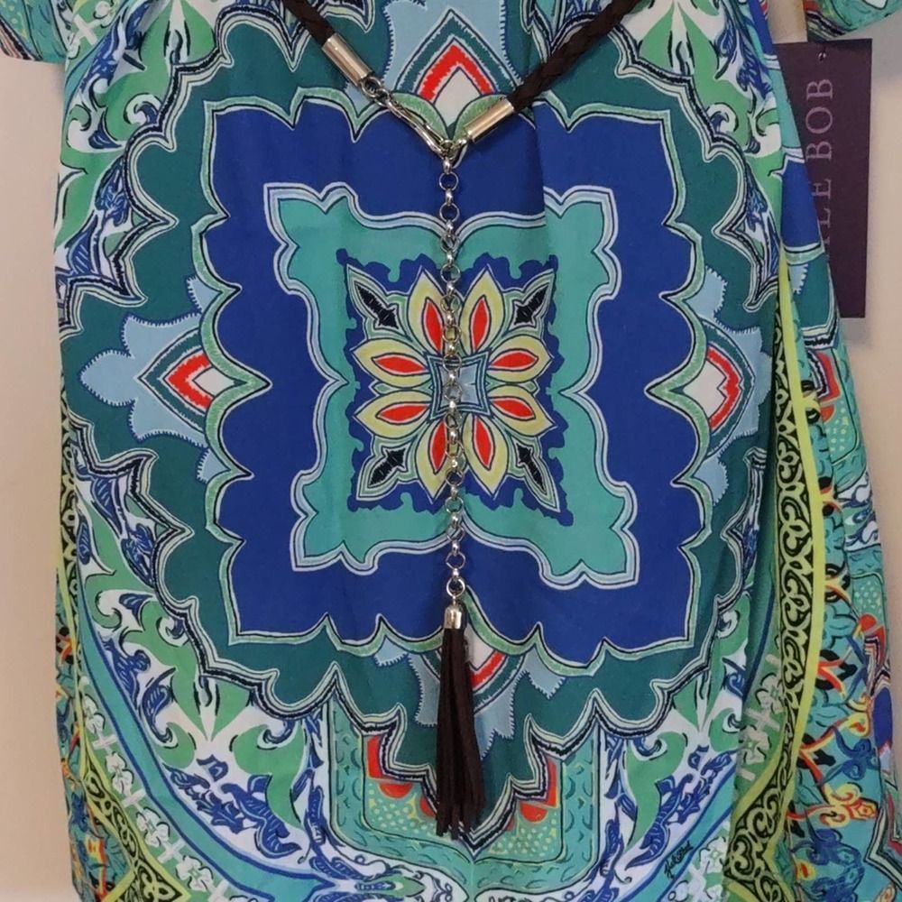 Hale Bob Mandala Paisley Belted Shift Dress in Teal Small $290 - Picture 2 of 10